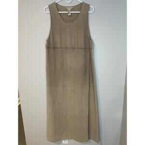 Sweet Jessie 100% Linen Maxi Sheath Sleeveless Dress Women's Sz M Tan Lagenlook